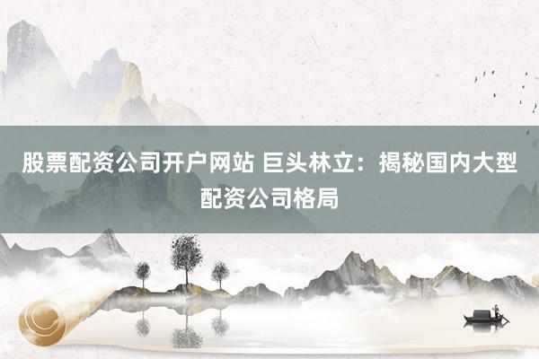 股票配资公司开户网站 巨头林立：揭秘国内大型配资公司格局
