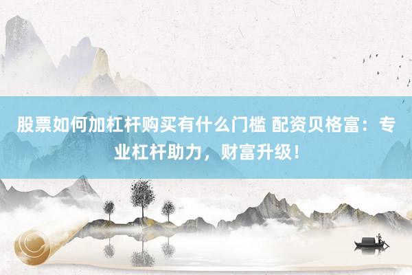 股票如何加杠杆购买有什么门槛 配资贝格富：专业杠杆助力，财富升级！